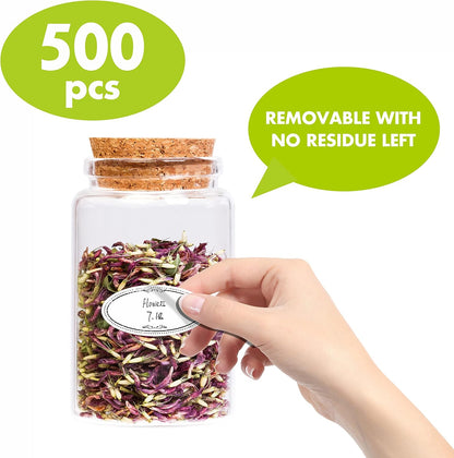 500 Removable Freezer Pantry Labels, Waterproof Tear Resistant Removable No Residue, for Food Containers Jars Kitchen Restaurant Storage Organization