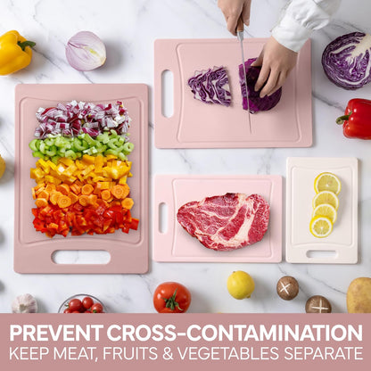 COOK WITH COLOR Non-Slip Cutting Board Set – Kitchen Essentials with Easy Grip Handle for Meat, Veggies, and Fruits, 3 Cutting Boards, Speckled White