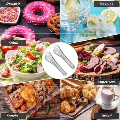 6PCS Serving Tongs, 7Inch Buffet Tongs, Stainless Steel Food Tong Small Serving Utensils for Cooking, Entertaining, Salad, Barbecue, Buffet, Toast and Steak by Sunenlyst