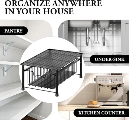 Simple Houseware Stackable Basket Drawer, Chrome