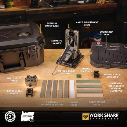 Work Sharp Professional Precision Adjust Knife Sharpener Kit - Complete Sharpening System for Kitchen, Pocket & Hunting Knives - Premium Angle-Guided Sharpening
