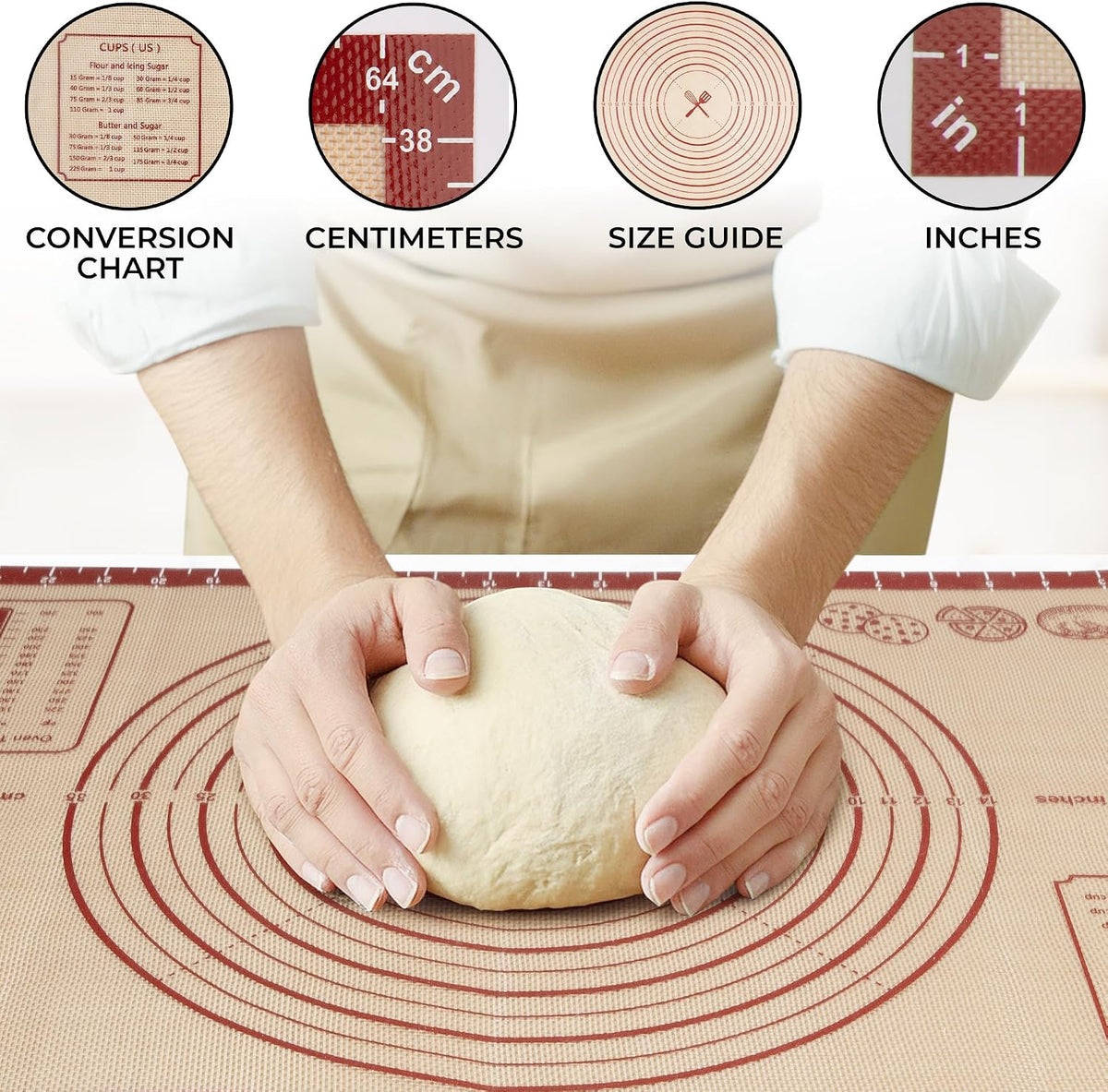 Zulay Kitchen Silicone Baking Mat – 16.5"×11.6" BPA-Free Reusable Baking Sheet, Heat Resistant 480°F – Non-Slip Border, Perfect for Cookies, Bread, Pastries & Oven Use - (Dark Gray)