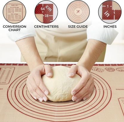 Zulay Kitchen Silicone Baking Mat – 16.5"×11.6" BPA-Free Reusable Baking Sheet, Heat Resistant 480°F – Non-Slip Border, Perfect for Cookies, Bread, Pastries & Oven Use - (Dark Gray)