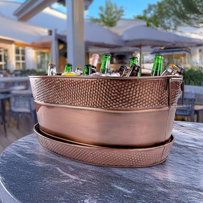 BREKX Aspen Heavy-Duty Oval Stainless Steel Drink Cooler for Parties - Metal Large Ice Bucket for Drinks, 25-Quart (30-Bottle) Large Cooler Ice Container for Parties