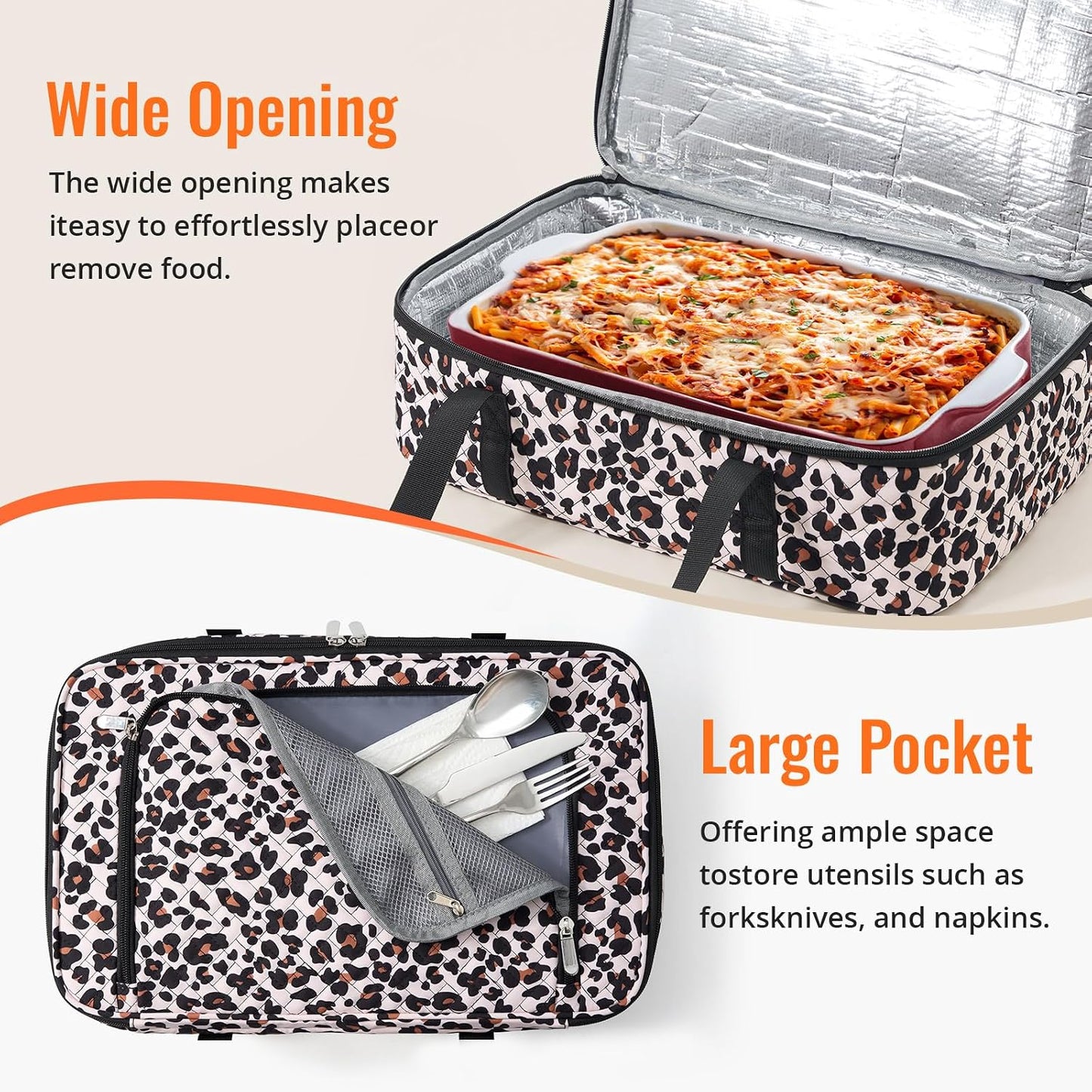 Insulated Casserole Carrier - Portable Casserole Carrier for Hot or Cold Food, Lasagna Holder for Parties,Picnic,Cookouts,Traveling - Fits 9" x 13" Baking Dish (Beige)