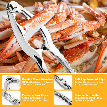 Seafood Tools Set includes 2 Crab Crackers, 2 Lobster Crackers Shellers, 4 Crab Leg Forks/Picks - Nut Cracker Set