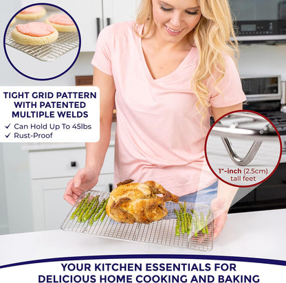 Kitchenatics 4-Tier Stackable Cooling Rack Space Saving Baking Set, 15x10"