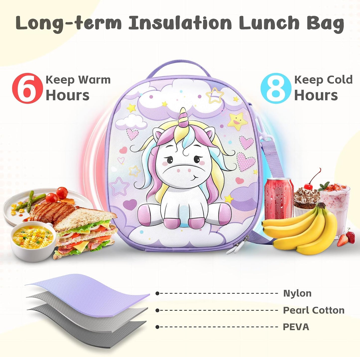 Reusable Insulated Lunch Bag for Kids Teens & Adults with Adjustable Shoulder Strap - Large Durable Lunch Bag Tote for School Travel Picnic Work - Leakproof Design Lunch Carrier (Black -3D Dinosaur)