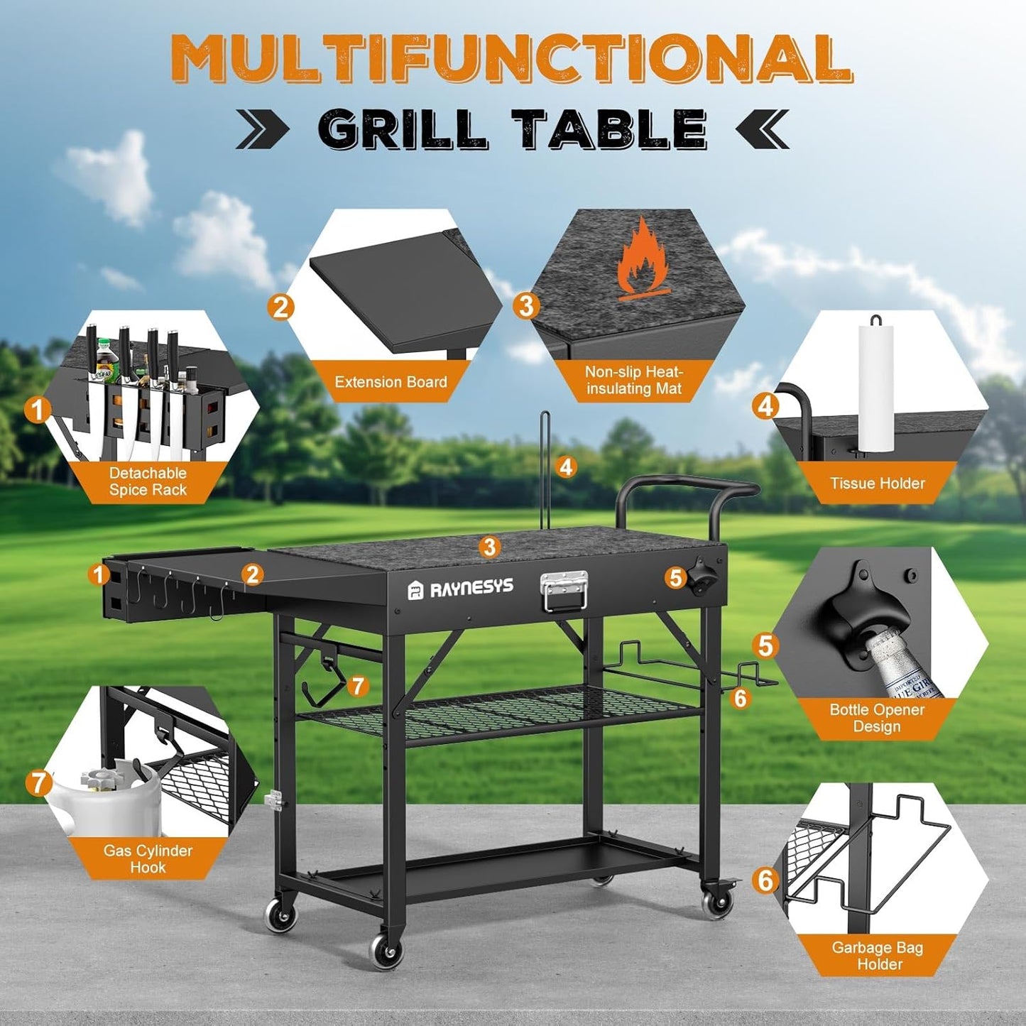 Outdoor Griddle Table, Blackstone Griddle Stand, 440lbs Folding Grill Cart, Pizza Oven Table Stand for Onni,Food Prep Table with Wheels for Outdoor BBQ Camp Ninja Woodfire Grill Stand, 31"W x 17"D