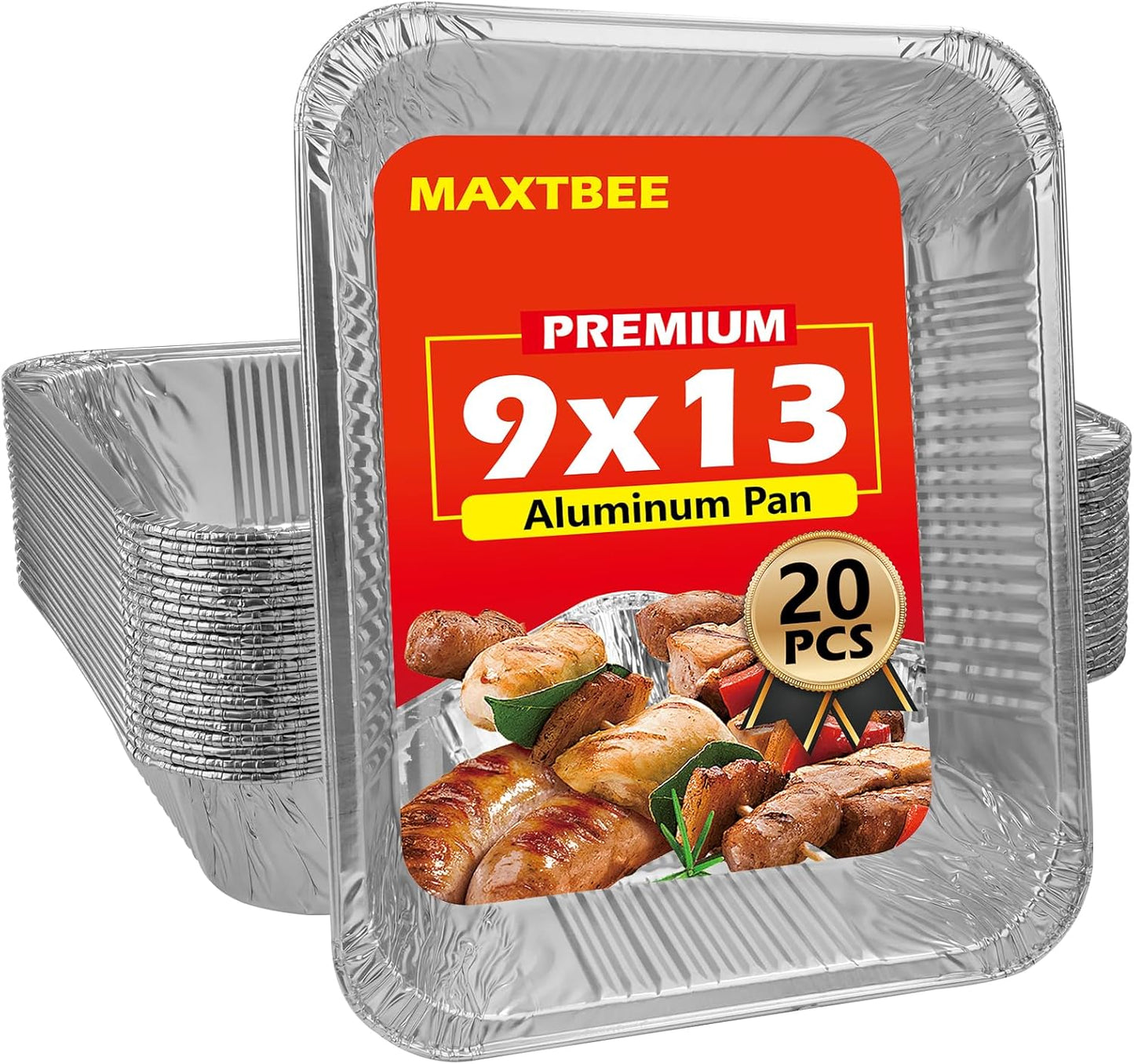 9x13 Aluminum Foil Pans with Lid, 10 Pack Disposable Trays Half Size Heavy Duty Tin Pans Deep Food Containers For Cooking, Meal Prep, Baking, Roasting, Chafing, Heating or Steam Table
