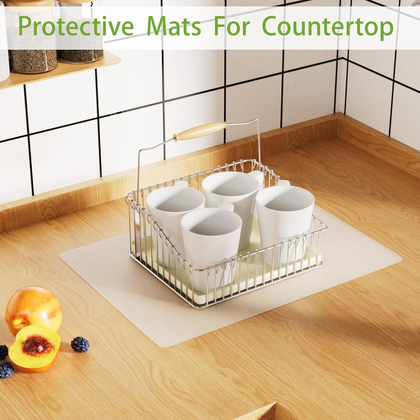 Large Silicone Mats for Kitchen Counter: 14” x 20”(1mm) Clear Non-slip Waterproof Countertop Protector Liner - Non-Stick Baking Mat - Heat Resistant Placemat for Pastry Translucent (2/Pack)
