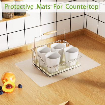 Large Silicone Mats for Kitchen Counter: 14” x 20”(1mm) Clear Non-slip Waterproof Countertop Protector Liner - Non-Stick Baking Mat - Heat Resistant Placemat for Pastry Translucent (2/Pack)