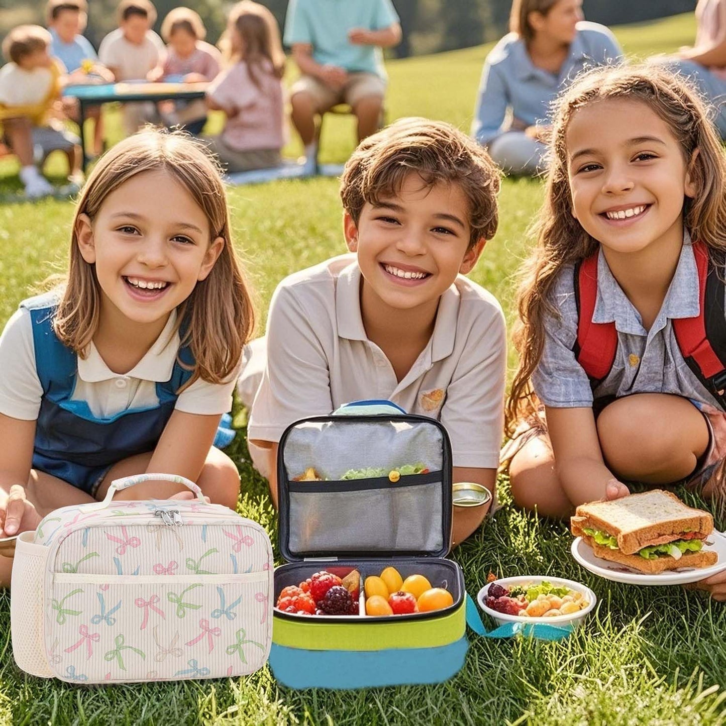 RHCPFOVR Kids Lunch Bag - Insulated Lunch Box for Boys Girls,Washable Lunch Bag and Reusable Toddler Leak-proof Lunchbox for School and Daycare - Colors B