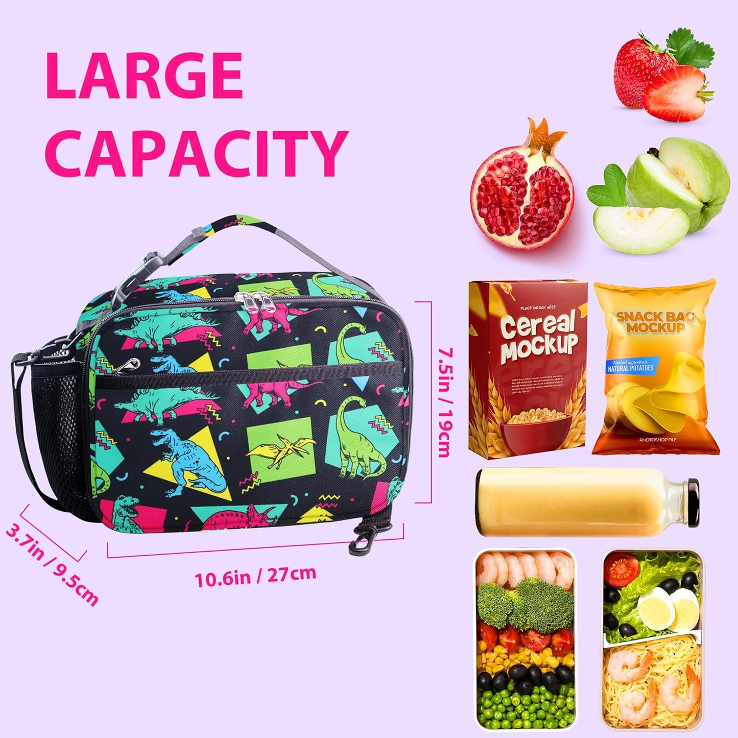 RLGPBON Kids Lunch Bag,Insulated Lunch Box for Girls,Lunch Bag Toddler Teen,School Daycare Cute Travel bags