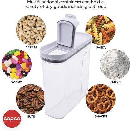 Copco Clear Cereal Storage Container 4.75 Qt - Airtight Flip-Top Lid, BPA-Free Plastic, Pantry Organizer for Dry Food, Cereal, Pasta, Nuts, Pet Food - Space-Saving Kitchen Storage Bin