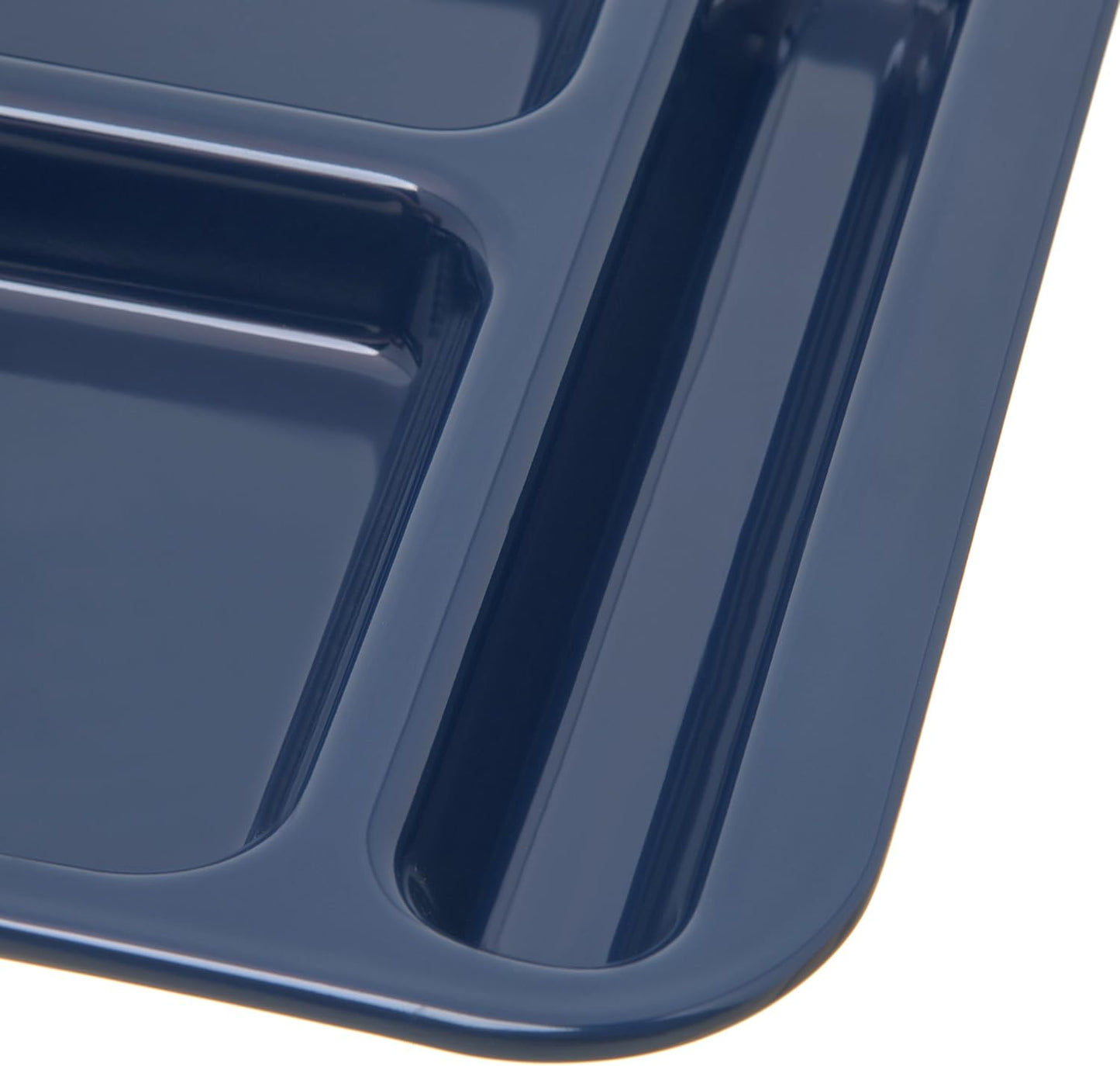 Carlisle FoodService Products Melamine Lunch Tray with 4 Compartments, Right Handed Cafeteria Tray with Divided Compartments for Food, 10" x 9.75", Dark Blue