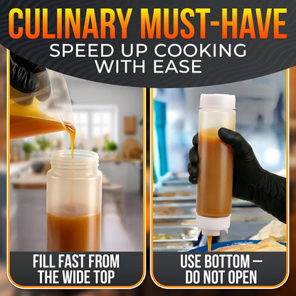 3 Pcs Condiment Squeeze Bottles, Flexible, Self-Closing (Clear)