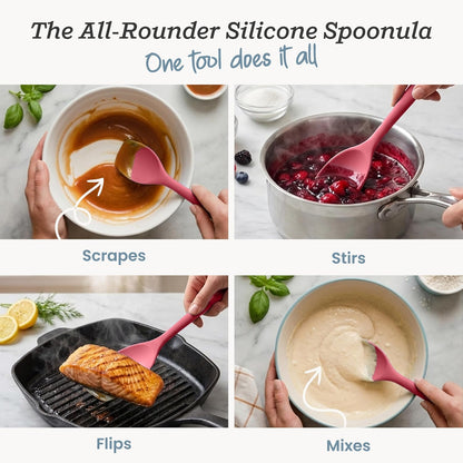 StarPack Silicone Spoonula The All-Rounder 11 Inch - LFGB Spoon Spatula, 600°F Heat Resistant, BPA-Free - One-Piece Seamless, Dishwasher Safe - for Nonstick Cookware, Sage Green