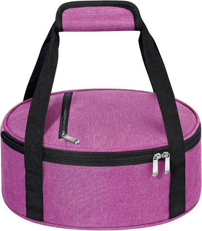Round Insulated Casserole Carrier – 12" Portable Pie Carrier Bag for Hot or Cold Food, Leakproof Thermal Lunch Tote with Handle for Parties Picnic & Travel - Grey