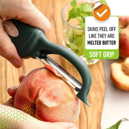 Spring Chef Premium Swivel Vegetable Peeler, Soft Grip Handle and Ultra Sharp Stainless Steel Blades - Perfect Kitchen Peeler For Veggie, Fruit, Potato, Carrot, Apple - Mango