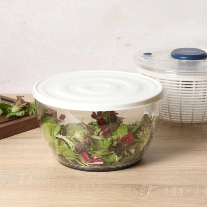 Sur La Table Kitchen Essential 6.3 Qt Salad Spinner, Fruit Wahser, Fruit Washing Bowl with Strainer, Vegertable Cleaner, Salad Cleaner, Lettuce Washer - Juniper Green