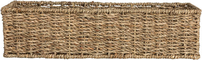 Household Essentials Water Hyacinth Rectangular Storage Basket with Handwoven Fibers and Iron Frame, Natural Finish