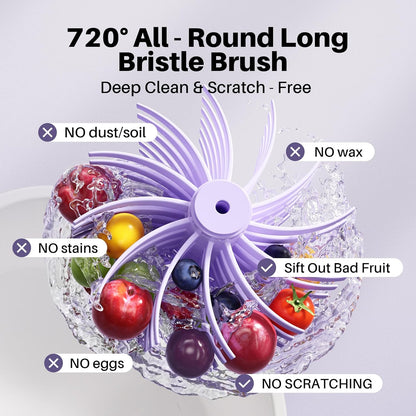 JOYMOOP Fruit Washer and Spinner with Brush, Large Cleaning Bowl for Fruits, Vegetables and Salad, Produce Scrubber
