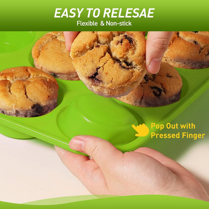 2 Pack 12 Cups Silicone Muffin Pan with Metal Reinforced Frame Regular Size Silicone Molds Cupcake Cake Baking Pans Cookie Baking Chocoflan Cupcake Mold Nonstick Muffin Tin Home Baking Supplies