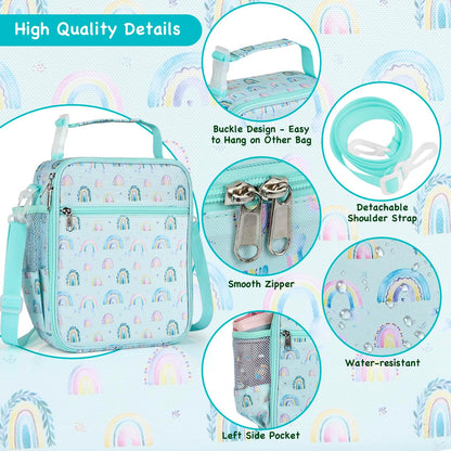 Kids Insulated Lunch Box Bag, Thermal Picnic Cool Bags with Adjustable Strap for Adults Children Women Men Boys Girls School Work (CAM-Blue)