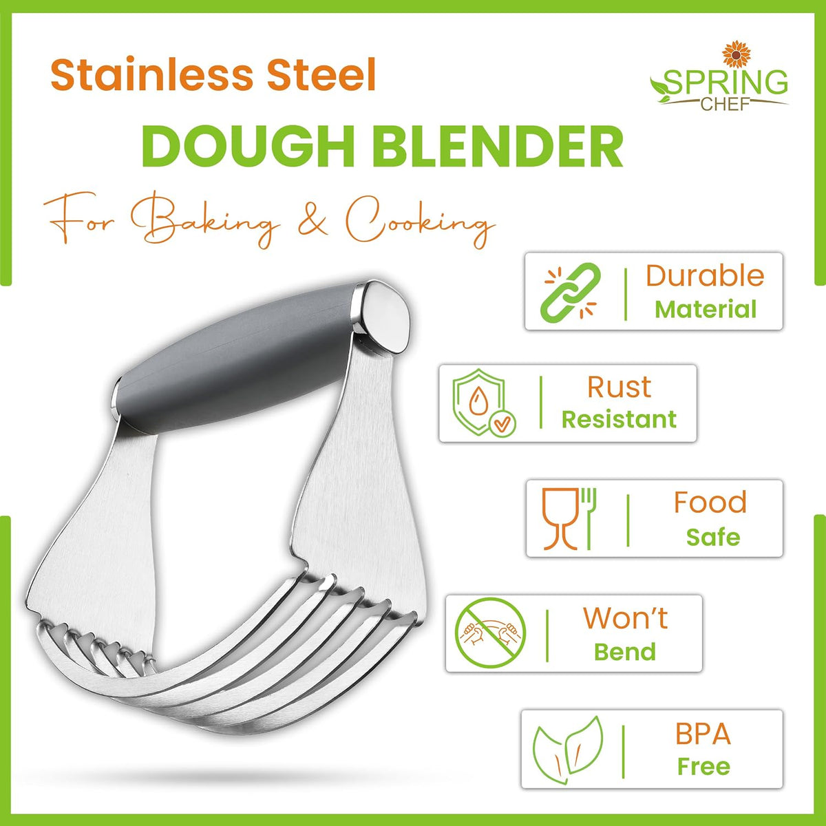 Spring Chef XL Pastry Blender, Durable Dough Blender For Baking - Black