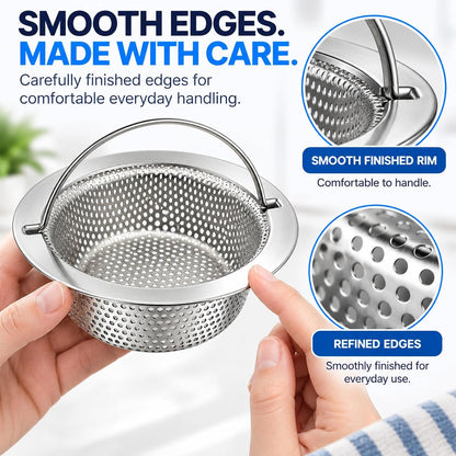 Kitchen Sink Drain Strainer & Stopper with Basket, Stainless Steel Drain Plug Cover Catcher for Food Waste - Sink Accessories for Home or Kitchen Sink Shroom Fit US Standard 3-1/2'' Drain Hole