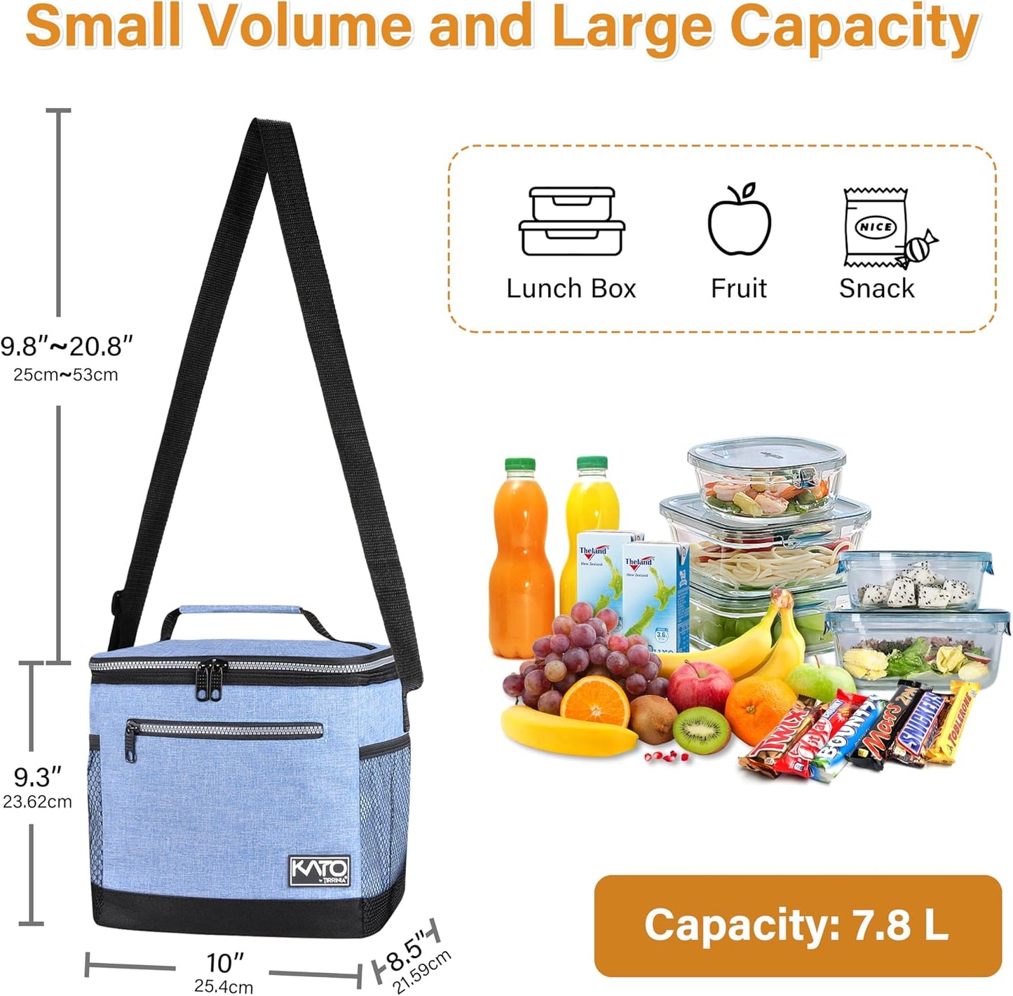 Tirrinia Insulated Lunch Box for Men/Women, Leakproof Lunch Bag for School Work, Large Lunch Tote Kids Boys Girls Student Back to School, Soft Cooler Office Picnic Beach Camping for Adults, Charcoal