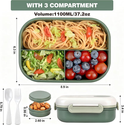 Lunch Bento Box Set - 3 Compartment Containers for Kids and Adults,lunch box for women with Thermo Lunch Bag, Leak-Proof and BPA-Free - Built-in Utensil Set,Sauce - Dishwasher Safe-Claret