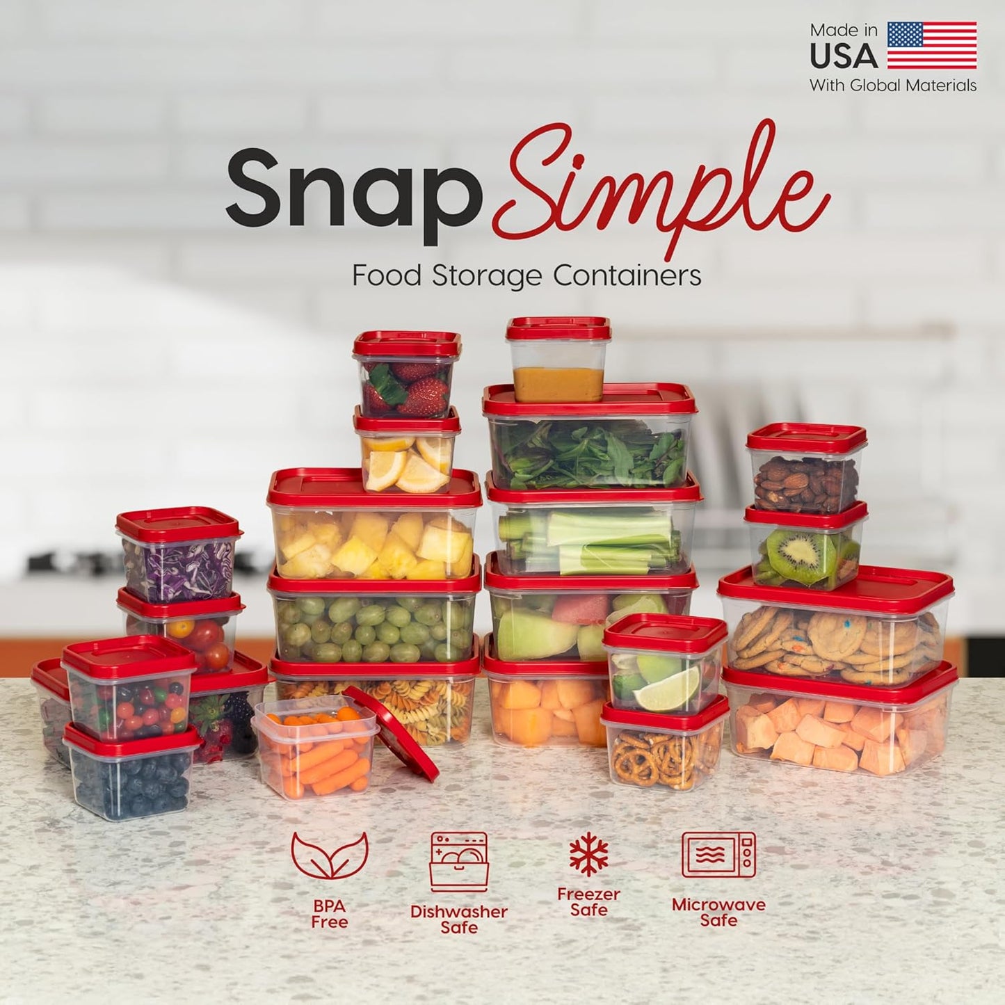 IRIS USA 44 PC Plastic Food Storage Containers With Lids | 22 Meal Prep Containers & 22 Lids | Leftovers Office Lunch Snack Fruit, Microwave Dishwasher Freezer Safe, BPA Free