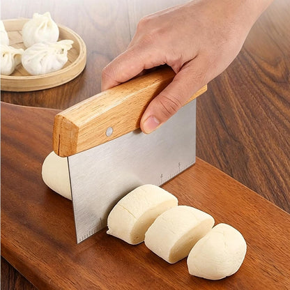 stainless steel bench scraper，dough scraper for bread, pizza dough cutter, baking and vegetable chopping - versatile kitchen tool (2, Silver)