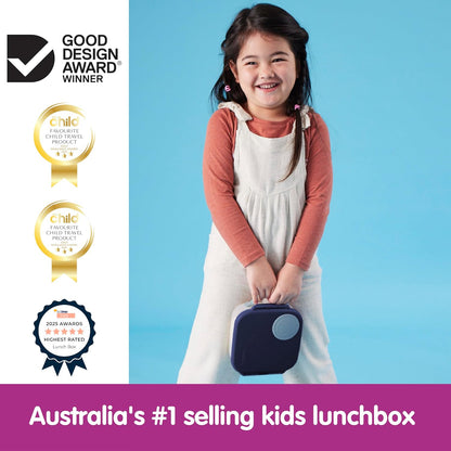b.box Mini Lunch Box 2-Pack, Leak Proof Bento Box for Kids, 3 Compartment Snack Containers Ages 3+, Lunchbox for Daycare + School, Dishwasher Safe, BPA-Free, PFAS-Free, 4.25 Cup - Blue + Green