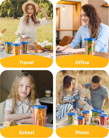 6 Pack-24 oz Freezer Storage Containers, Plastic Food Storage Containers with Twist Top Lids, BPA Free and Reusable Soup Containers with Lids, Leakproof/Microwave/Dishwasher Safe