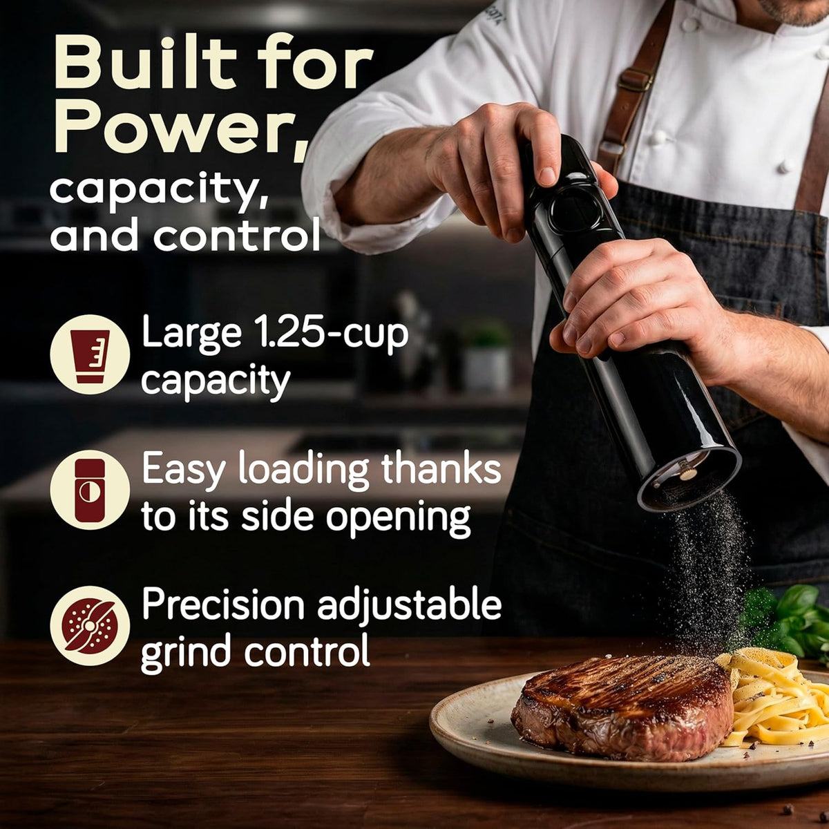 MAGNUM PEPPER GRINDER, Unicorn by TRE SPADE,Premium Manual Pepper Grinder with Steel Burrs, Adjustable Coarseness, High-Capacity Output, ABS Plastic, 6 Inch Small Size, Made in Italy