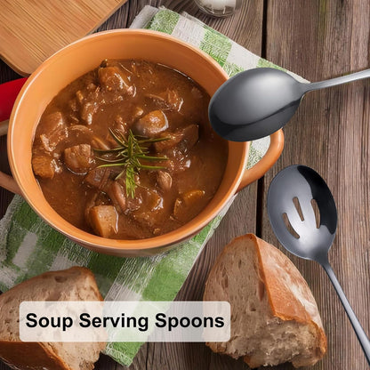 Serving Spoons Set, 8.7 Inch Serving Spoon, Slotted Spoons, Gold