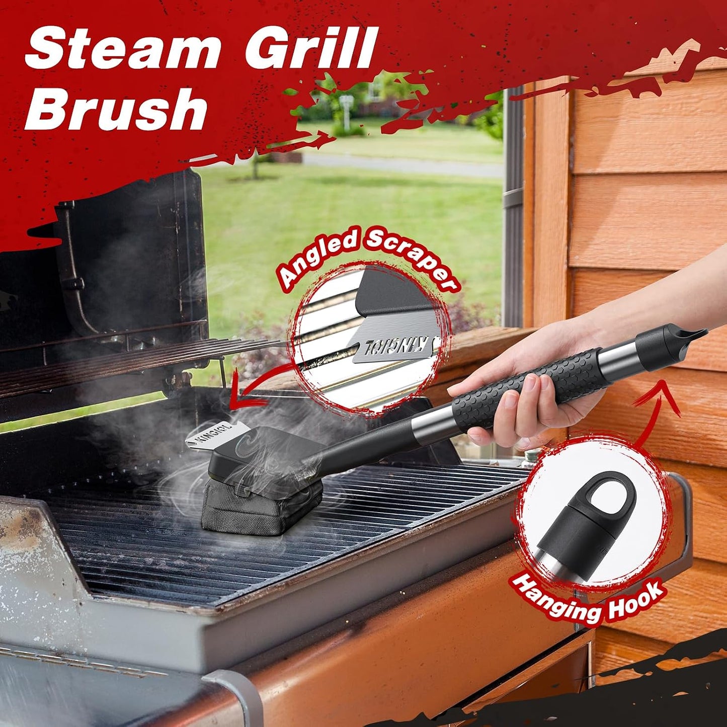 BBQ Replaceable Brush Head - Bristle Free Black Aramid Fiber Fabric, High Temperature and Dirt Resistant, Safe Replacement Cleaning Pad for Cast Iron or Stainless Steel Grates, Barbecue Cleaner
