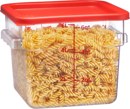 Tiger Chef 18 Quart Commercial Grade Clear Food Storage Square Polycarbonate Containers With Blue Lids 4 Pack