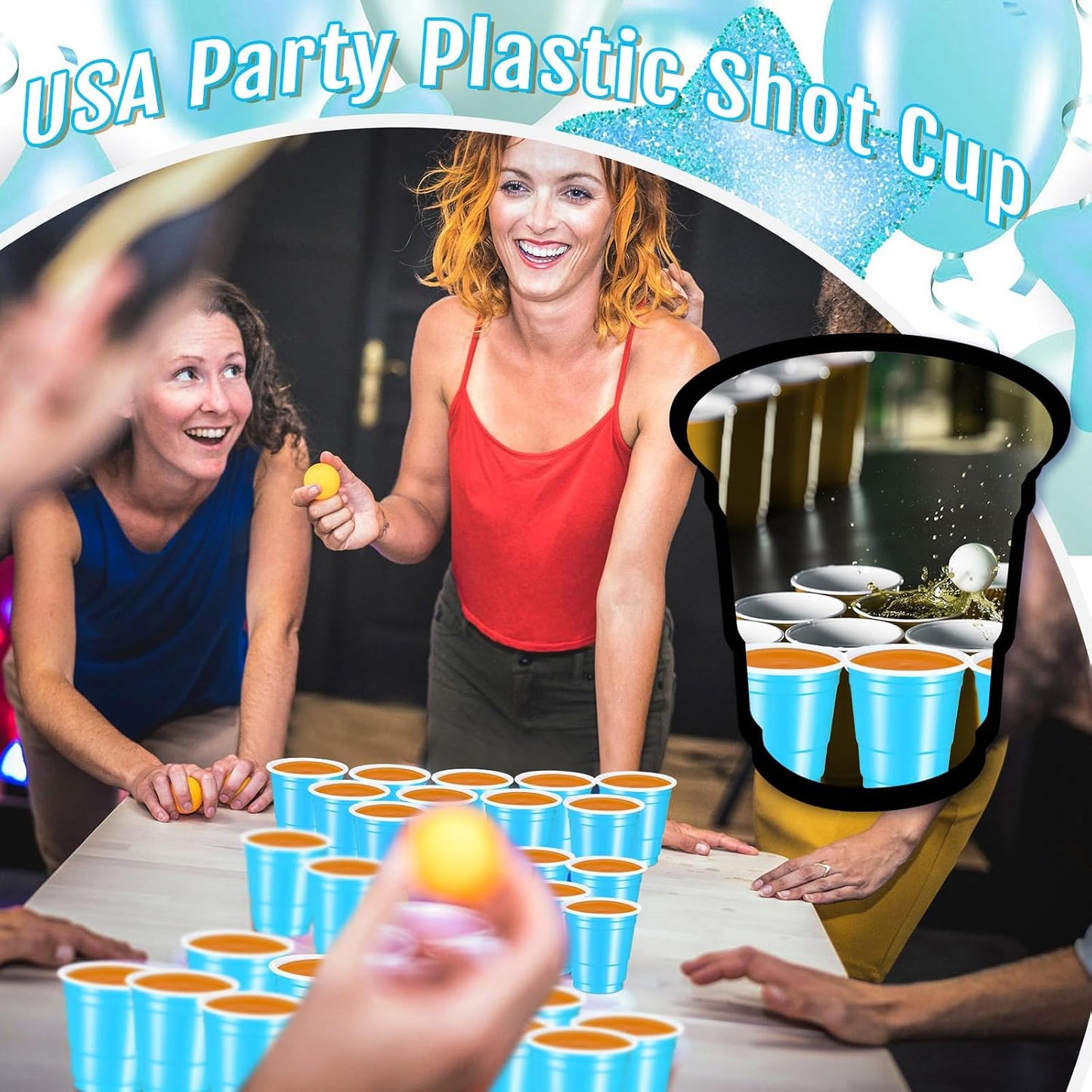Roshtia 100 Pack 2 oz Plastic Shot Cups, Mini Disposable Shot Glasses 2 oz Wedding Party Cups for Bridal Shower Wedding Party, Beer Taste Serving, Snacks(Black, Gold)