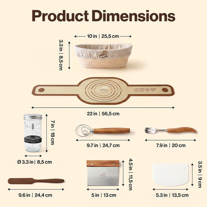EDELHAUS Sourdough Starter Kit with Round Banneton Proofing Basket