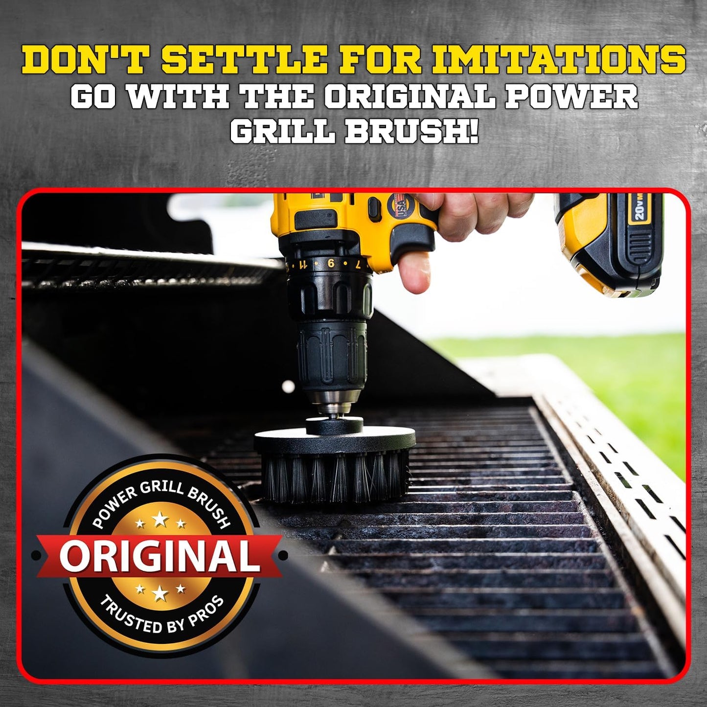 Power Grill Brush - Grill Brush 5 Piece BBQ Cleaning Kit - Nylon Safe Bristle, Wire Free, Safe for All Grates Stainless Steel, Porcelain, Charcoal Smoker Grill Cleaner Scraper, Accessories Outdoor