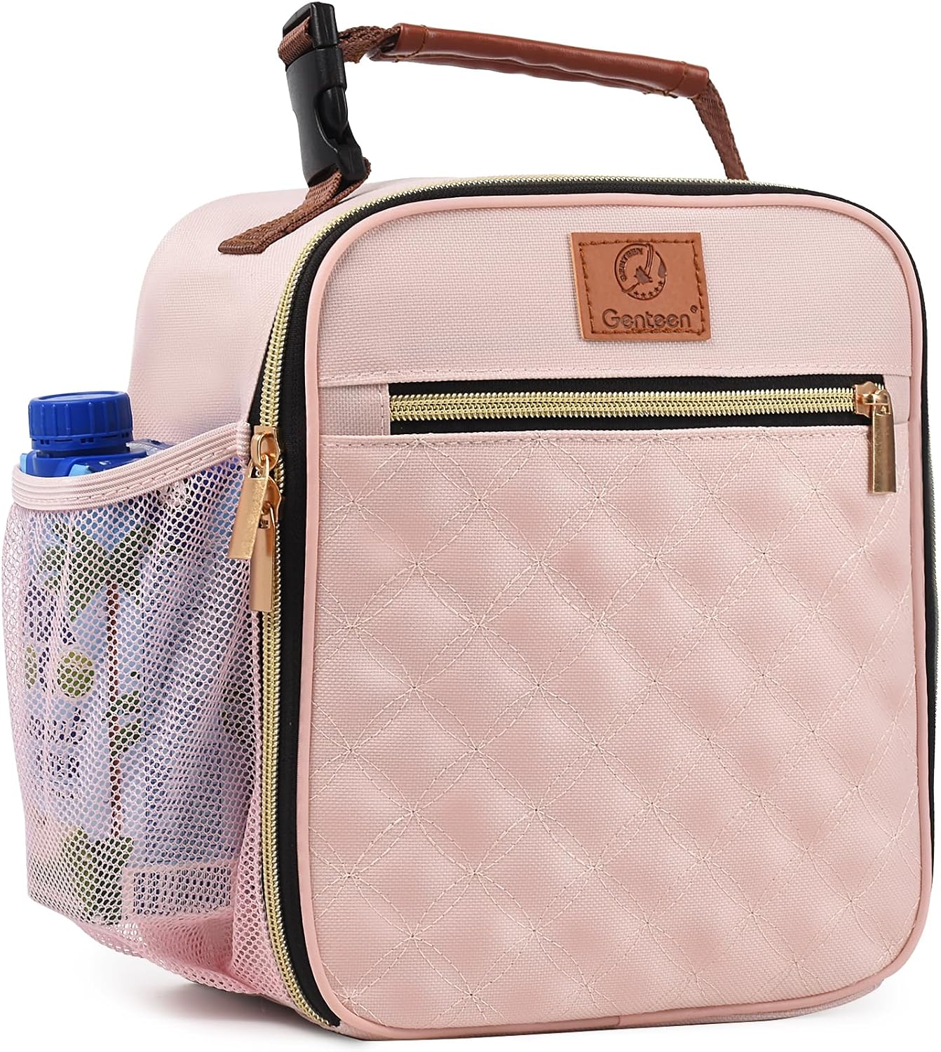 Genteen Kids Lunch Box, Lunch bag for Girls Teen,Insulated Soft Mini Cooler with Bottle Holder, Lightweight Reusable East-Clean LunchBox Back to School-Purple
