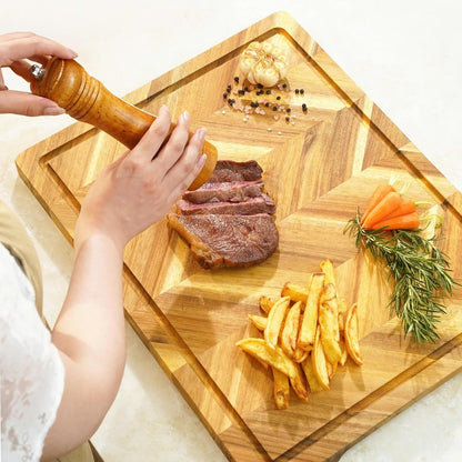 Solid Acacia Wood 20"x15" Large Cutting Board Butcher Block