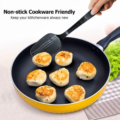 Silicone Marbled Spatula Set of 6, Black | 446F Heat-Resistant, One-Piece Steel Core, Non-Stick, Dishwasher Safe