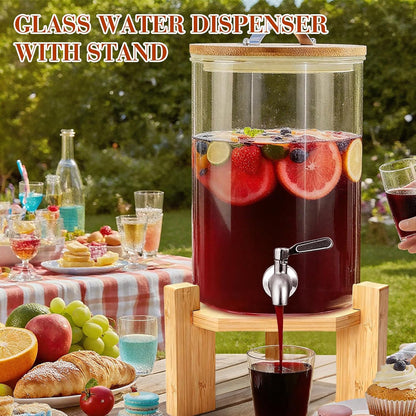 2.1 Gallon Drink Dispenser for Party,Glass Beverage Dispenser With Stand