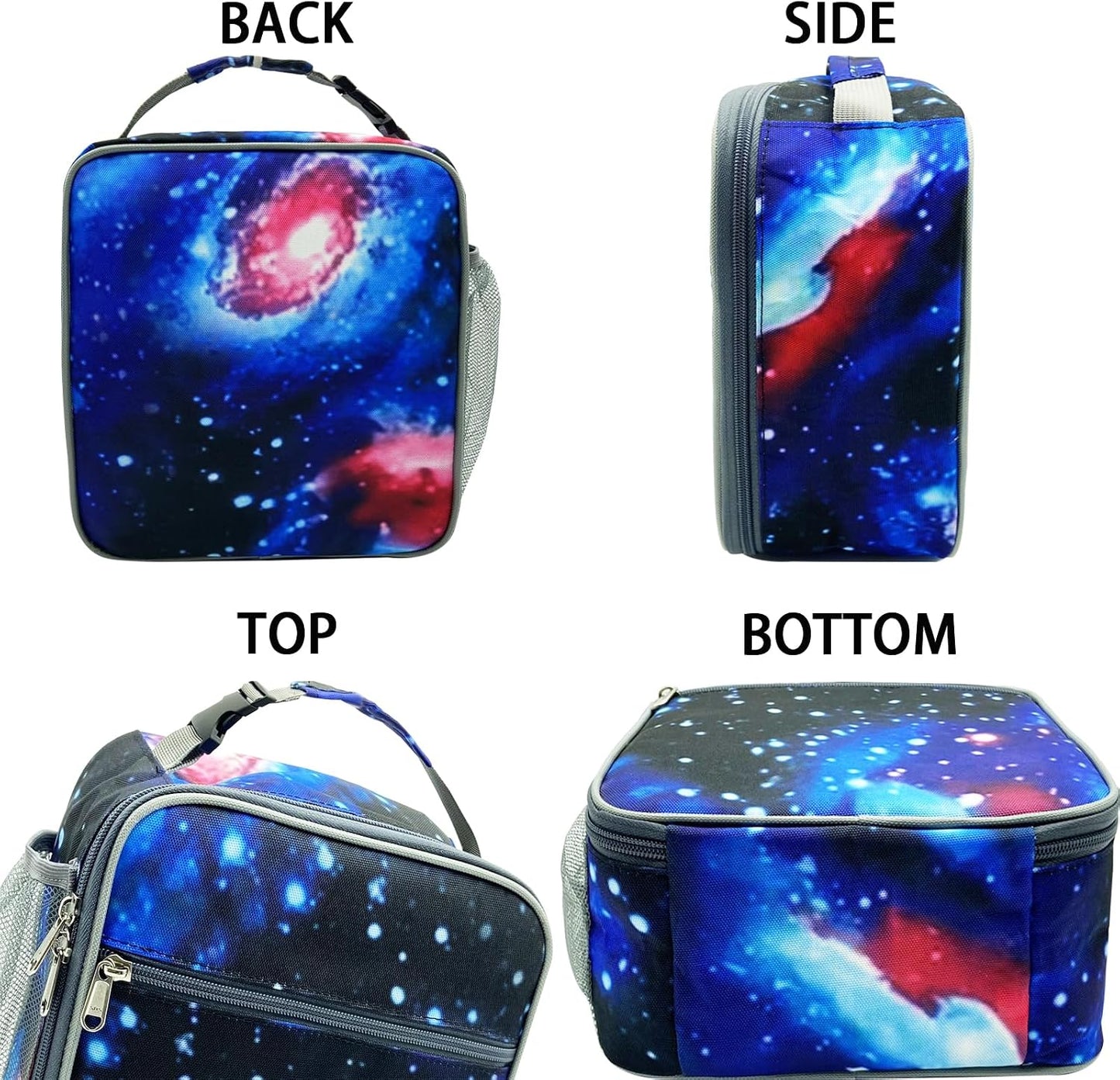 Kulle Astronaut Lunch Box for Boys, Insulated Kids Lunch Bag with Freezable Compartment, Thermal Reusable Lunchbox for School, Outdoor, Daycare - Space Theme Design