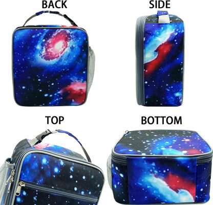 Kulle Astronaut Lunch Box for Boys, Insulated Kids Lunch Bag with Freezable Compartment, Thermal Reusable Lunchbox for School, Outdoor, Daycare - Space Theme Design
